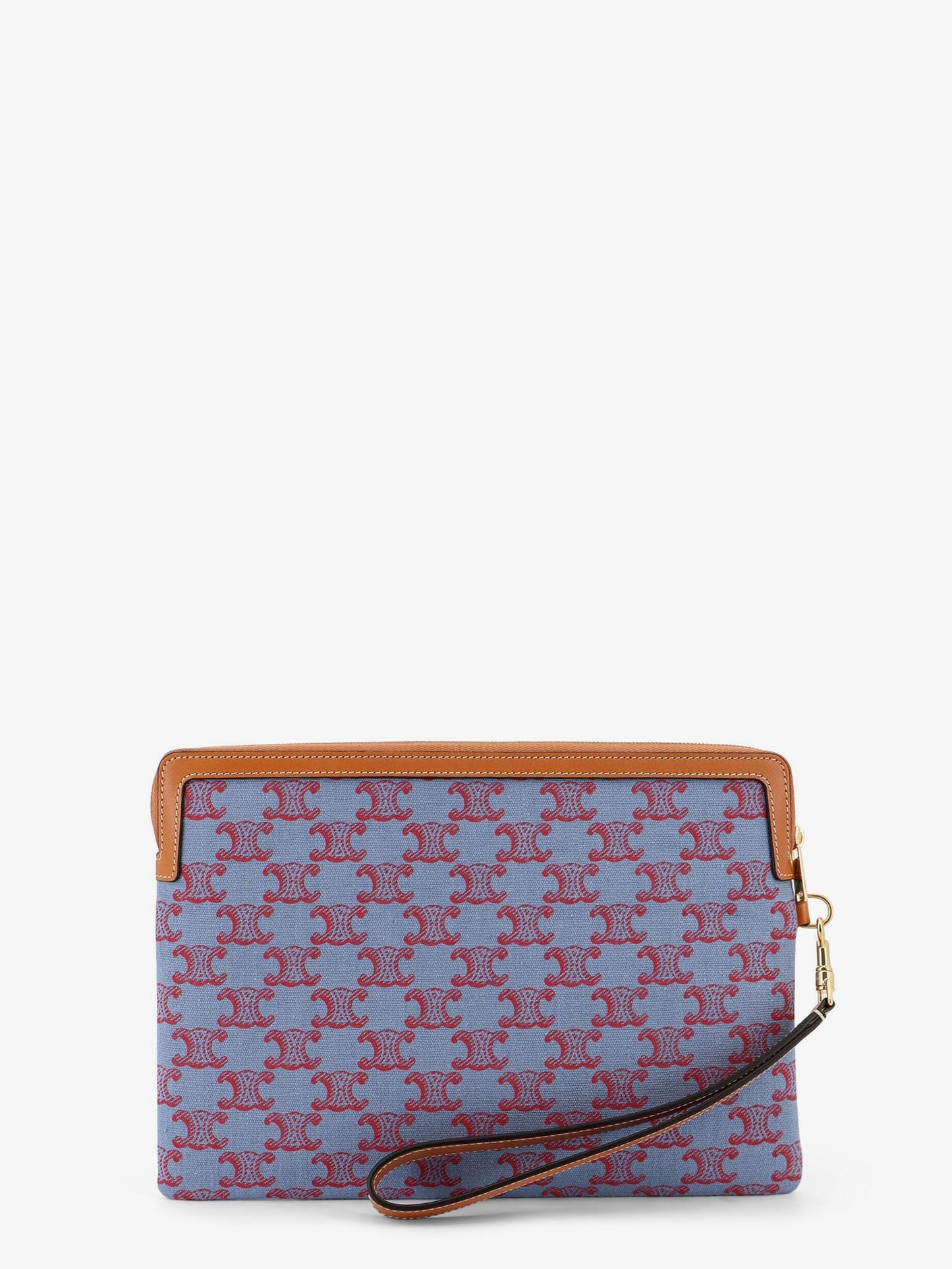 Celine Women Jacquard Fabric Clutch Bag With All-Over Triomphe Motif CELINE