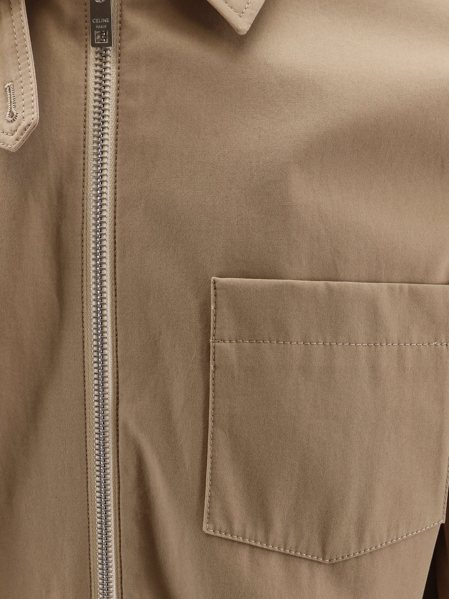 Celine Men Cotton Jacket With Triomphe Patch CELINE