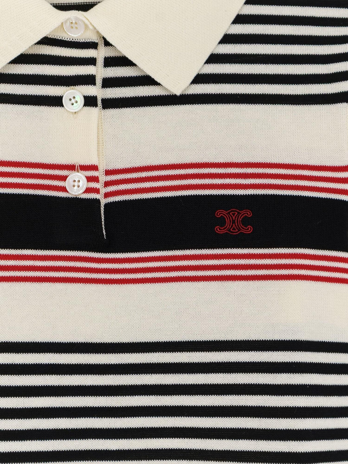 Celine Women Striped Cotton Polo Sweater CELINE