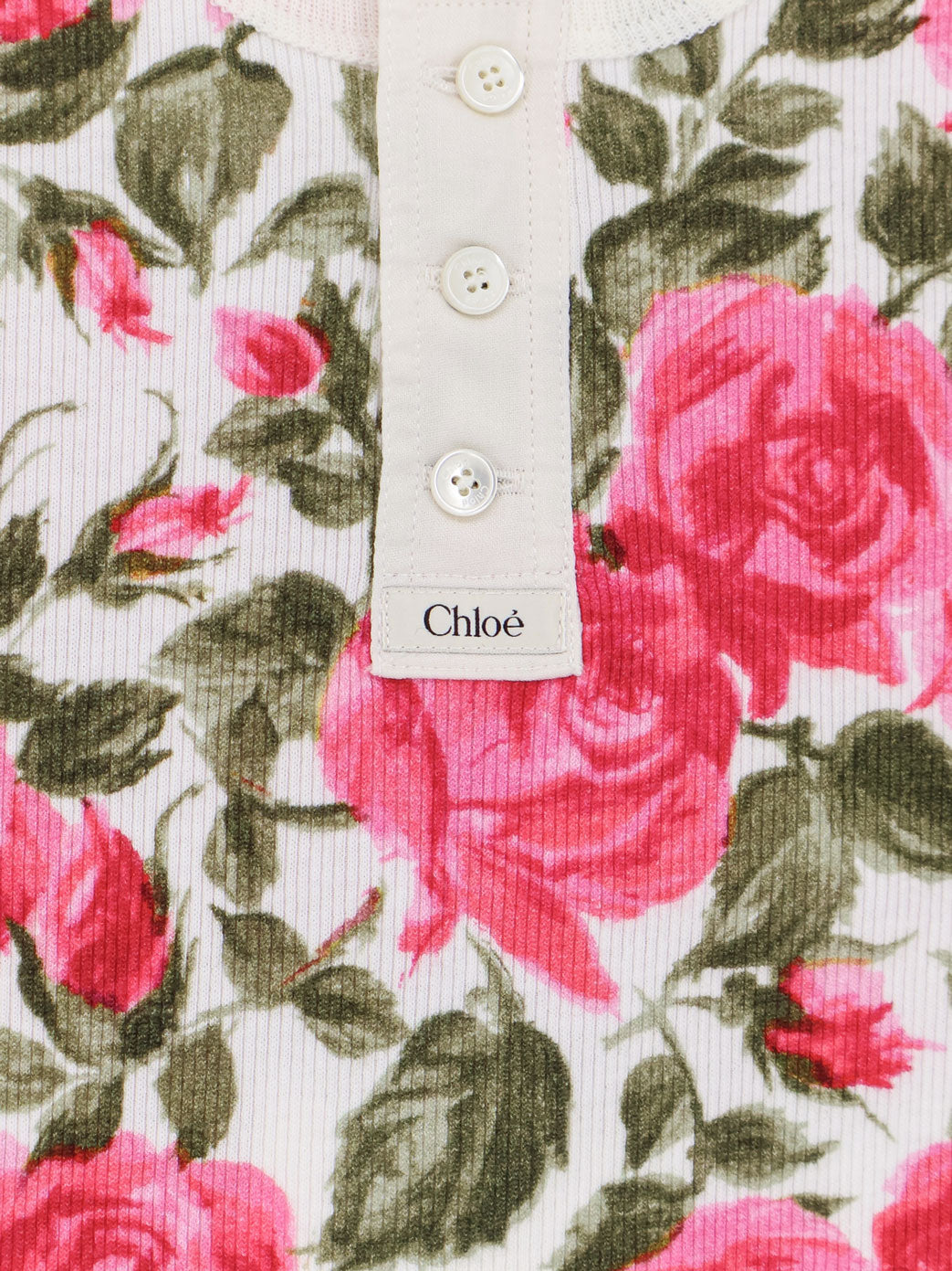 Chloe' Women Cotton Henley Tank Top With All-Over Floral Pattern CHLOE