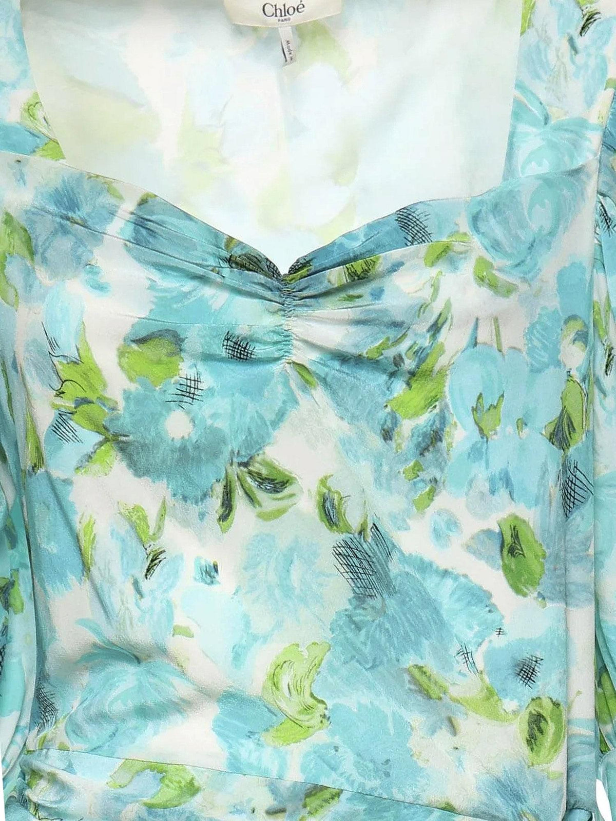 Chloe' Women Silk Dress With Multicolor Floral Print CHLOE