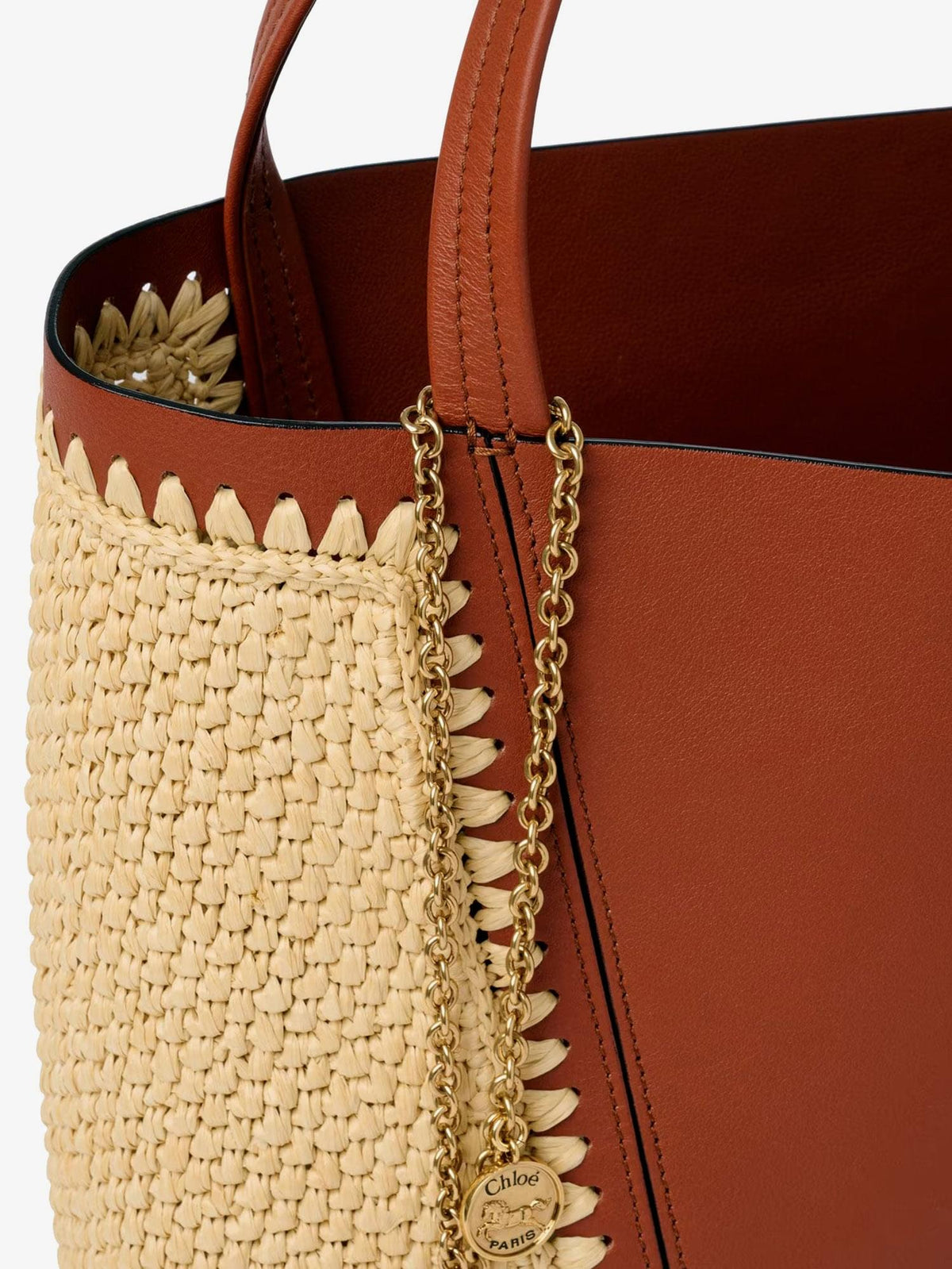 Chloe' Women Chloe Spin Leather And Raffia Shoulder Bag CHLOE