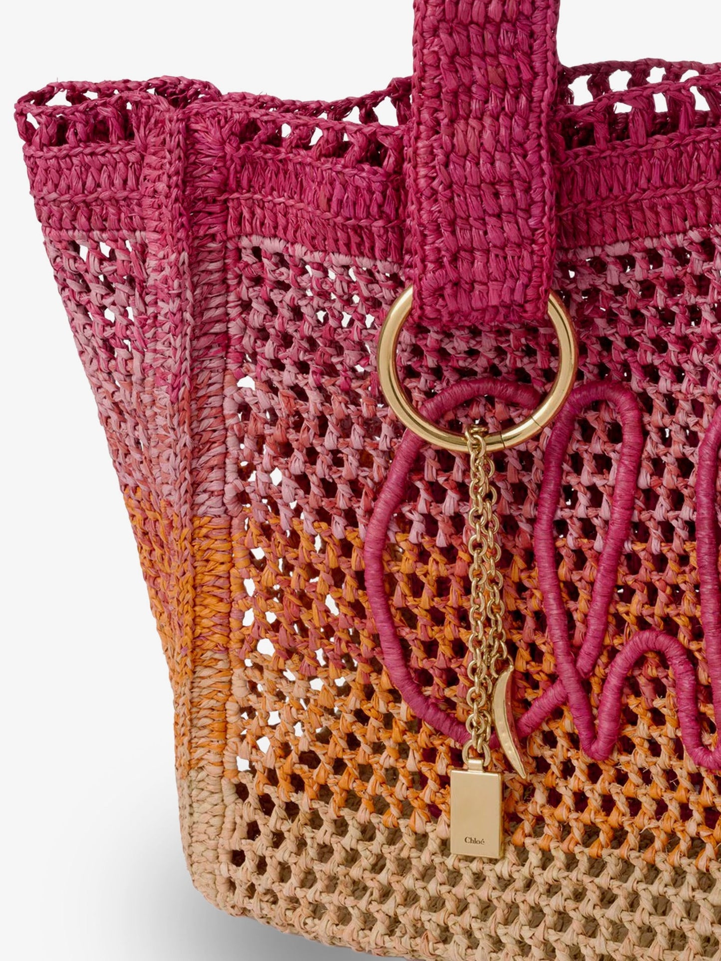 Chloe' Women East-West Summer Banana Multicolored Raffia Shoulder Bag CHLOE