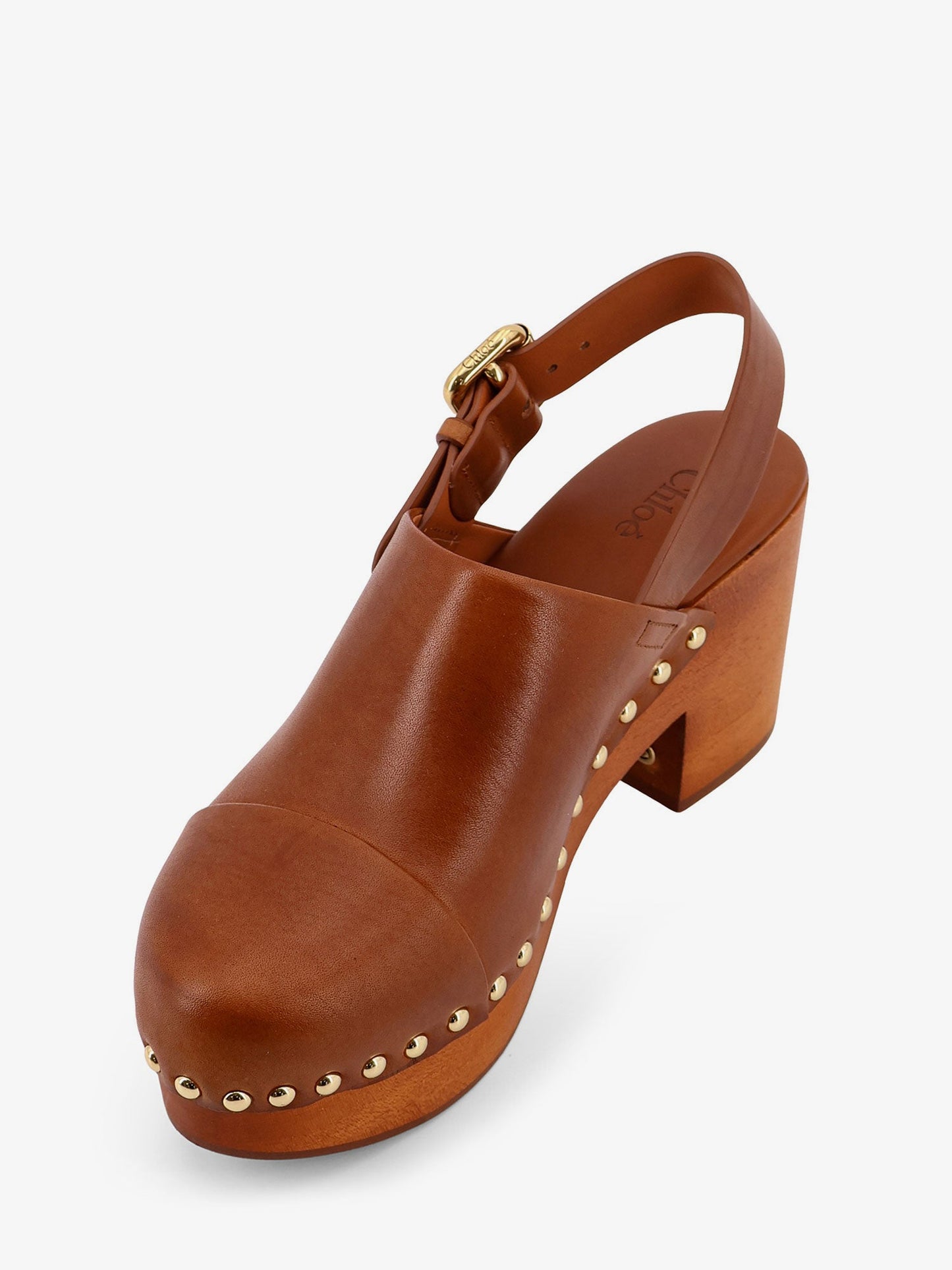 Chloe' Women Leather And Wood Jeanette Sabot CHLOE