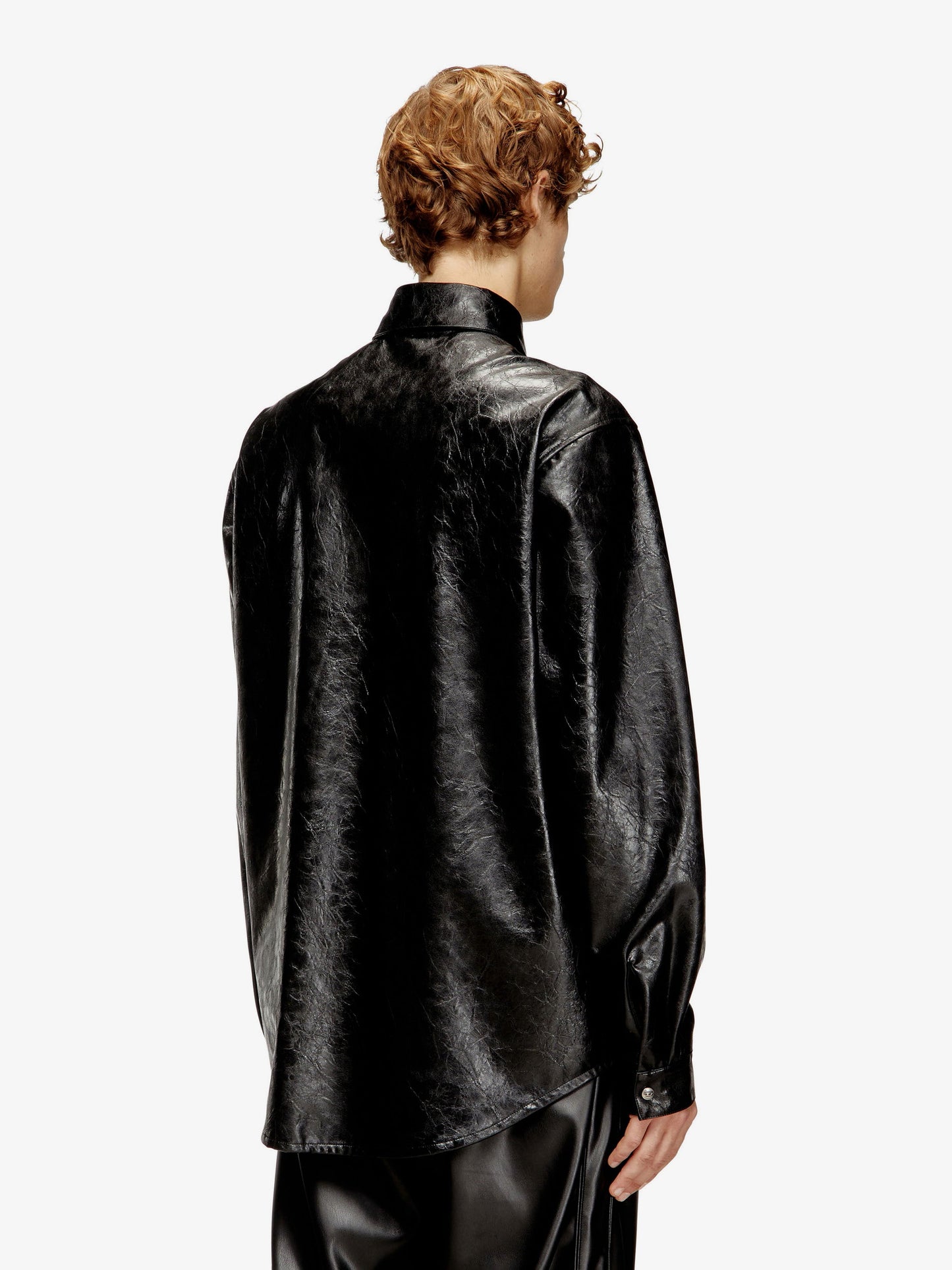 Diesel Men S-Simply-Qmbu Faux-Leather Shirt DIESEL