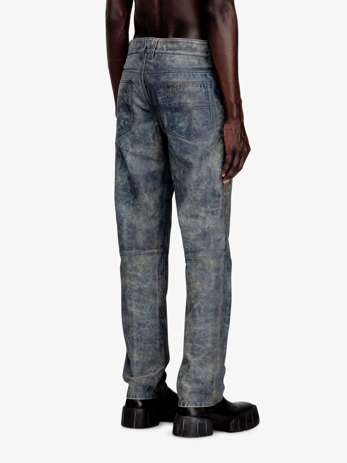 Diesel Men P-Vyll-Qmbw Leather Trousers DIESEL