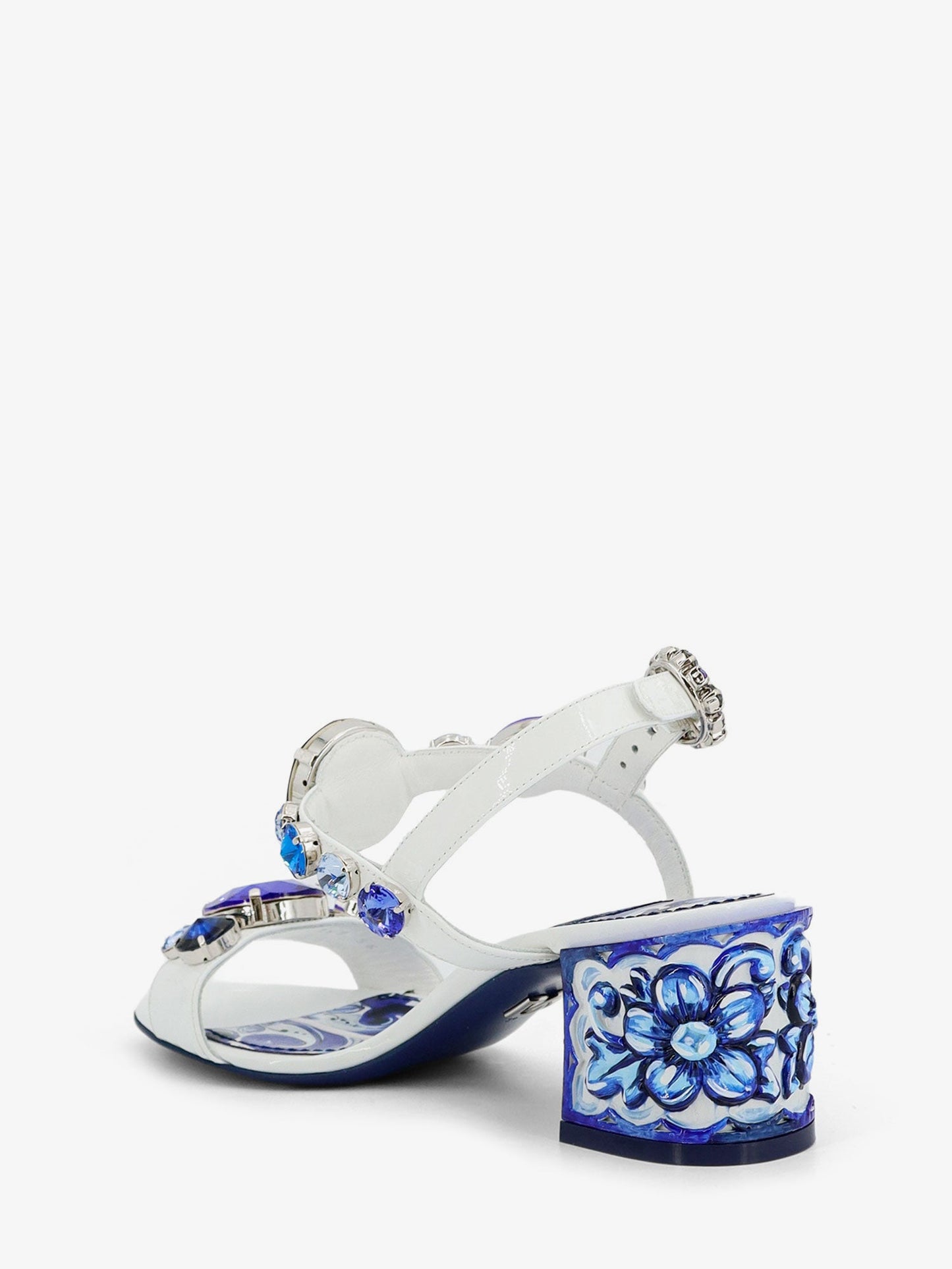 Dolce & Gabbana Women Patent Leather Sandals With Maiolica Print DOLCE & GABBANA