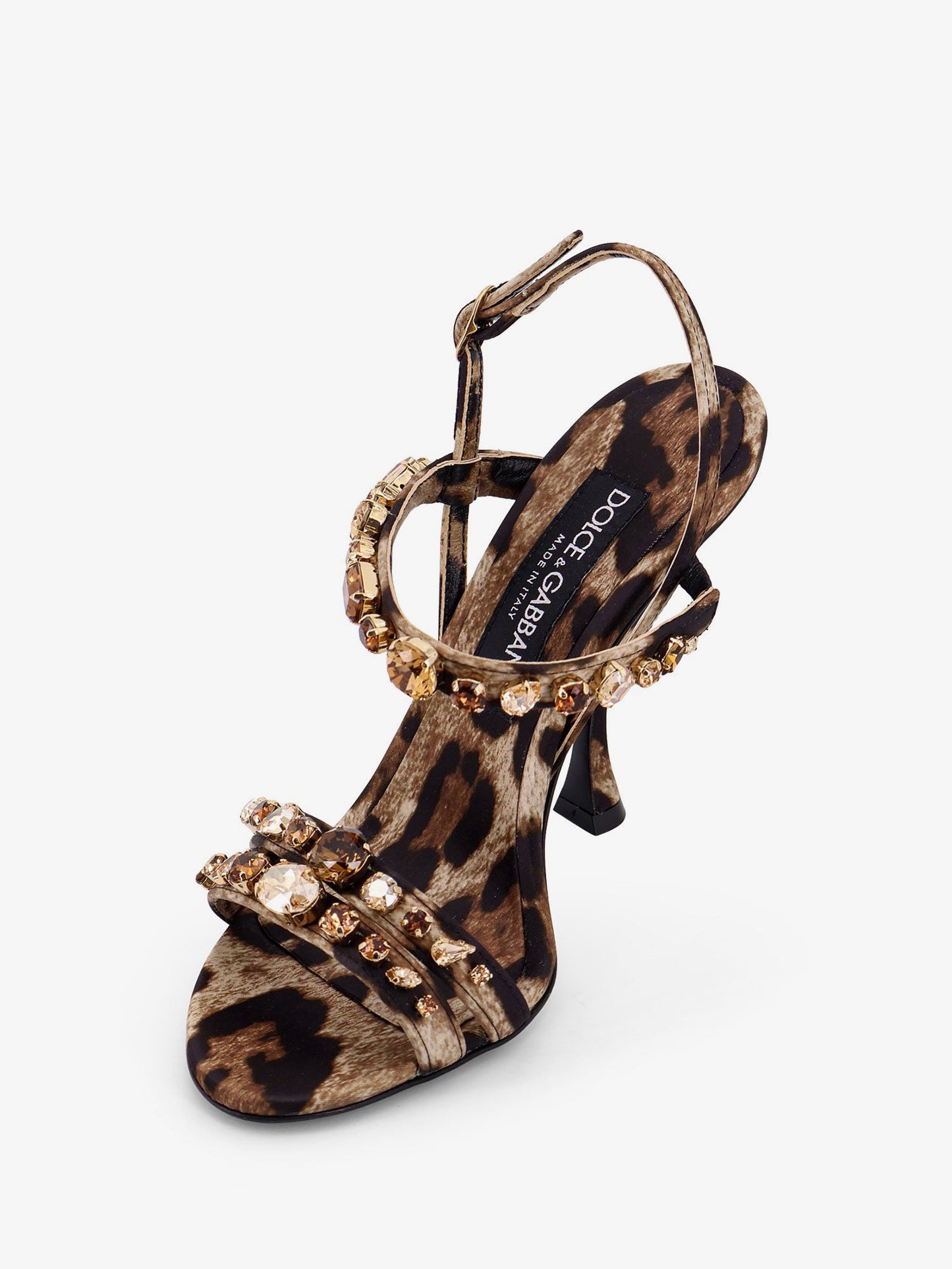 Dolce & Gabbana Women Satin Sandals With Animal Print DOLCE & GABBANA