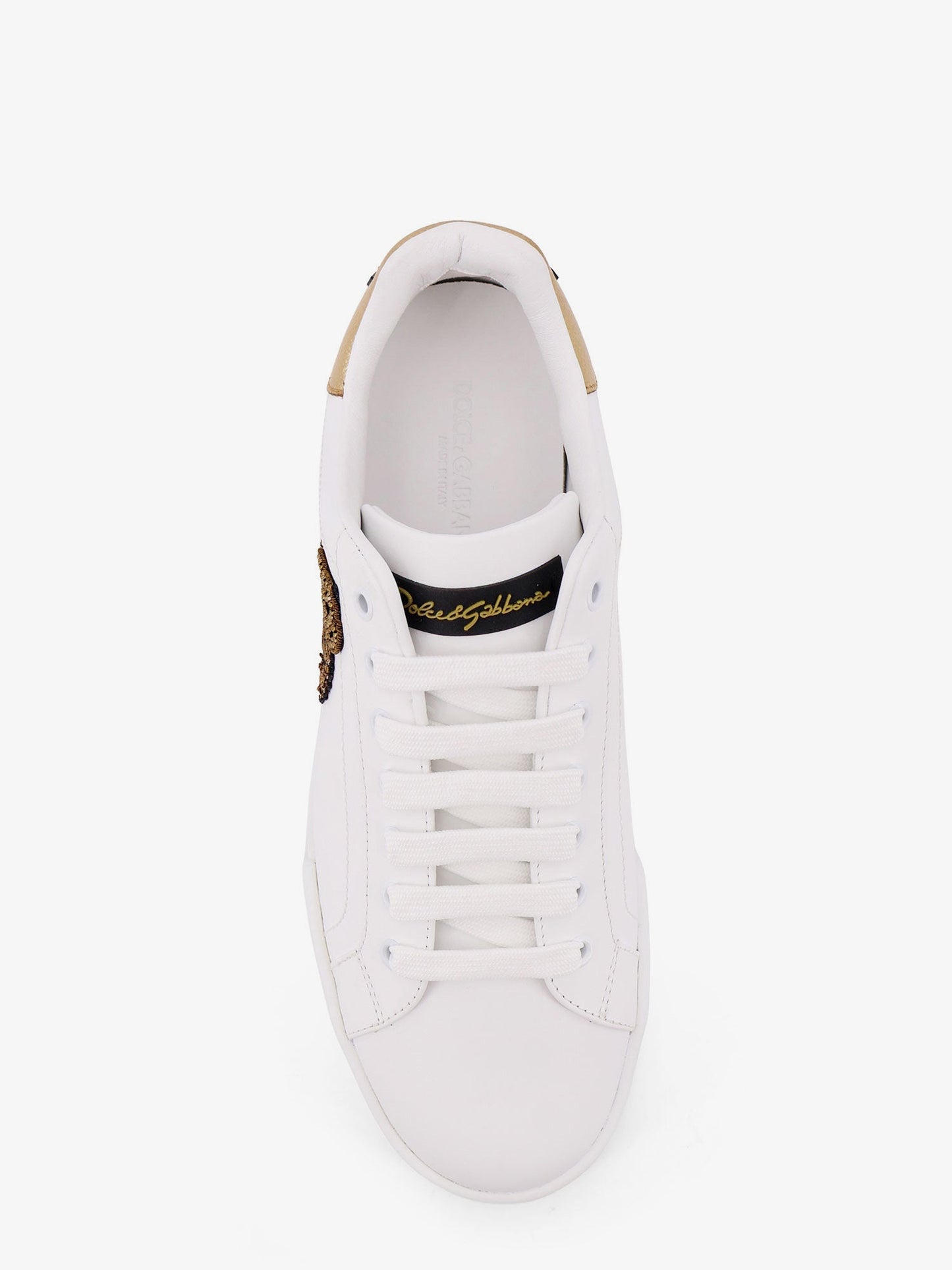 Dolce & Gabbana Men Leather Sneakers With Iconic Patch Logo On The Side DOLCE & GABBANA