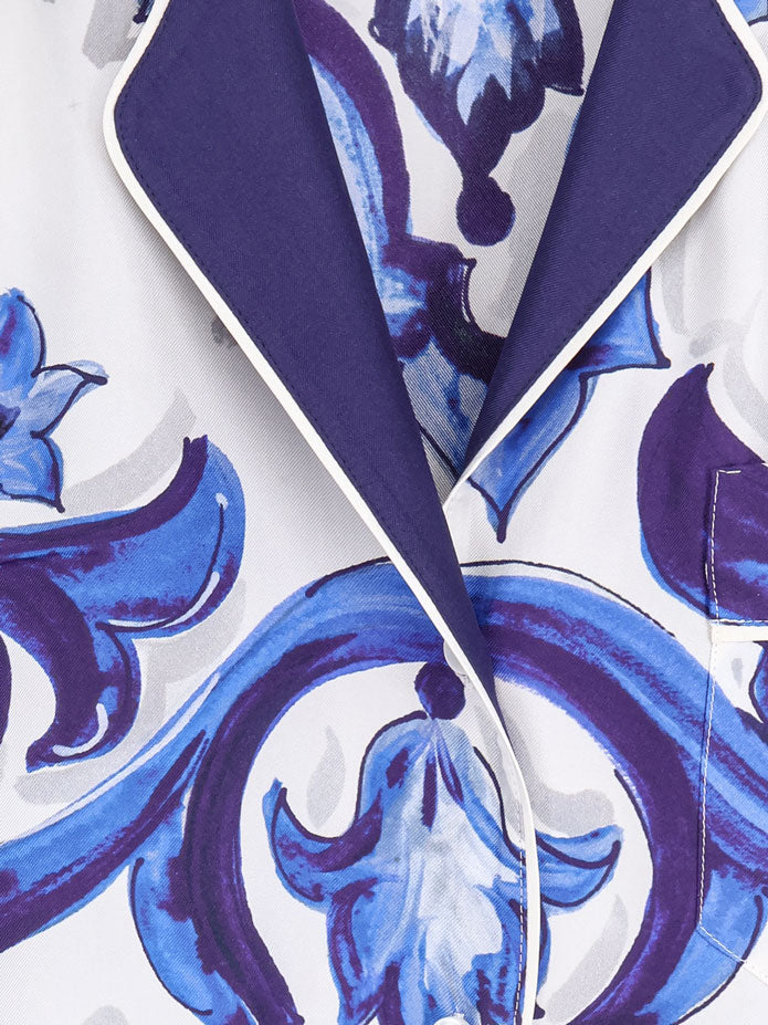 Dolce & Gabbana Women Silk Shirt With Maiolica Print DOLCE & GABBANA