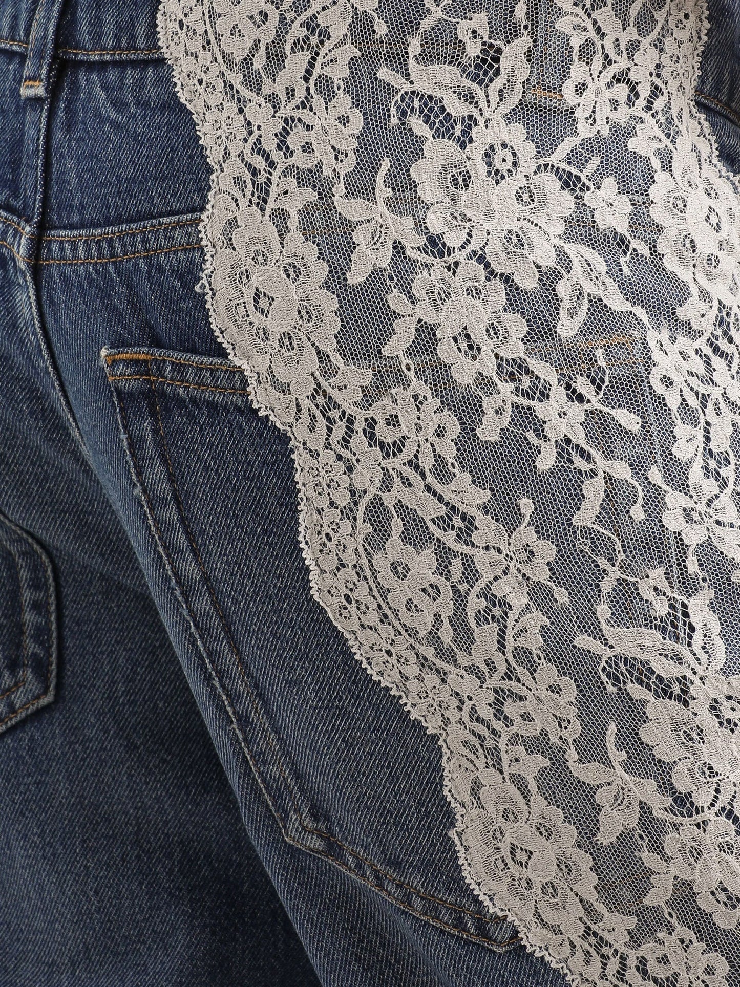 Dolce & Gabbana Women Blue Denim Jeans With Lace Profiles DOLCE & GABBANA