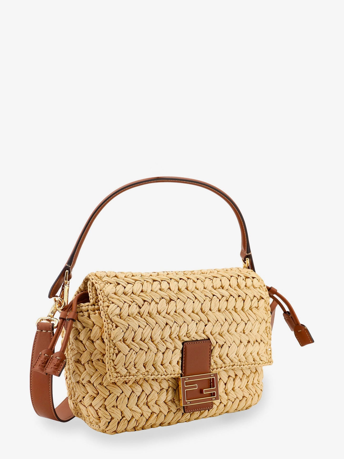 Fendi Women Mamma Baguette Medium Raffia Crossbody Bag FENDI