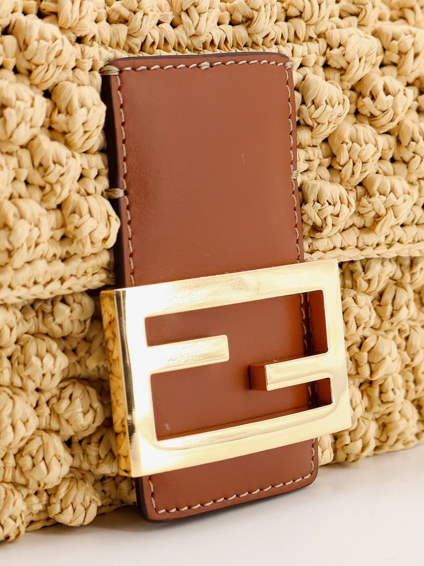 Fendi Women Baguetteâ® Mini Raffia Crossbody Bag FENDI