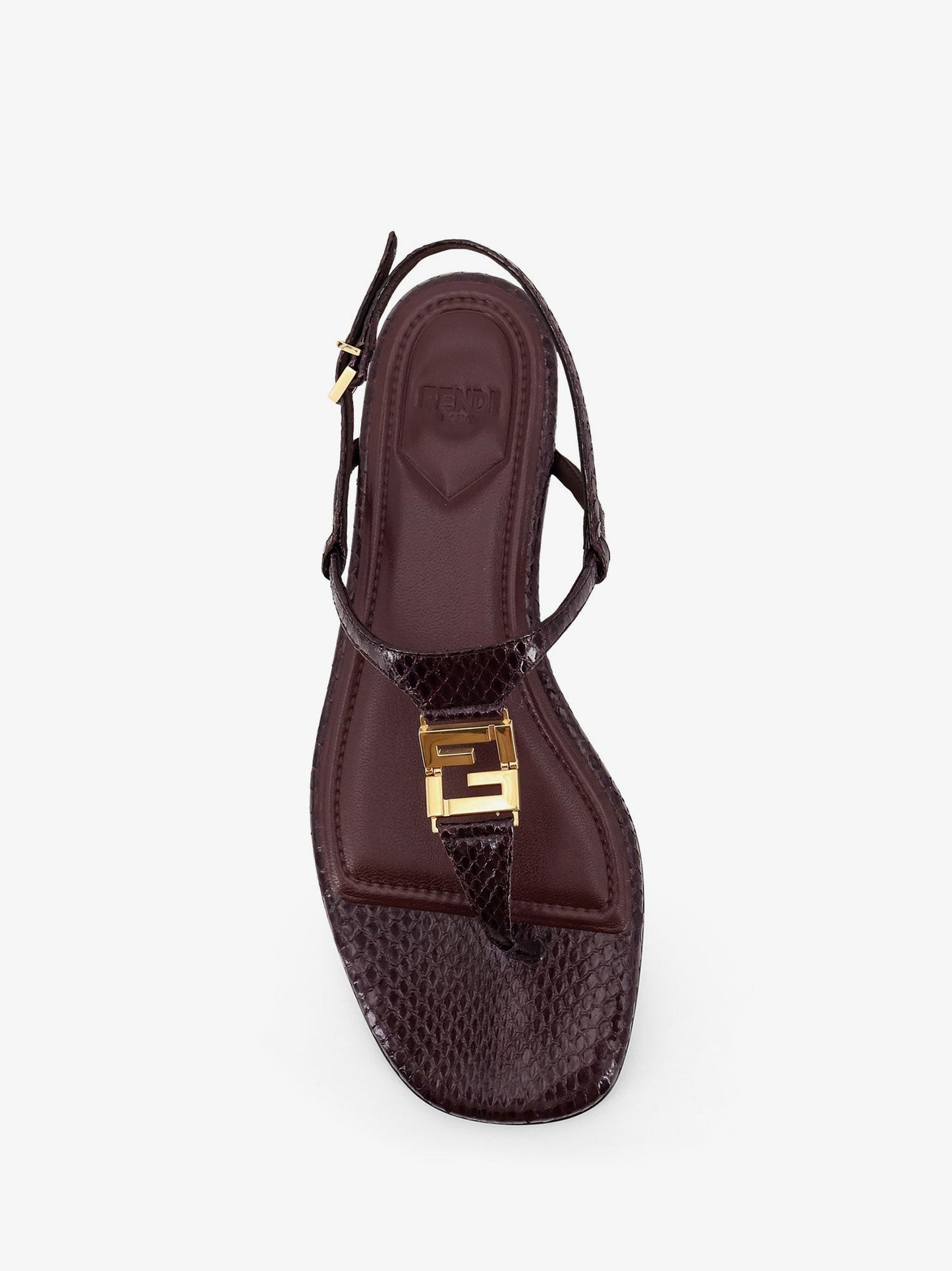 Fendi Women Fold Leather Sandals With Reptile Effect FENDI