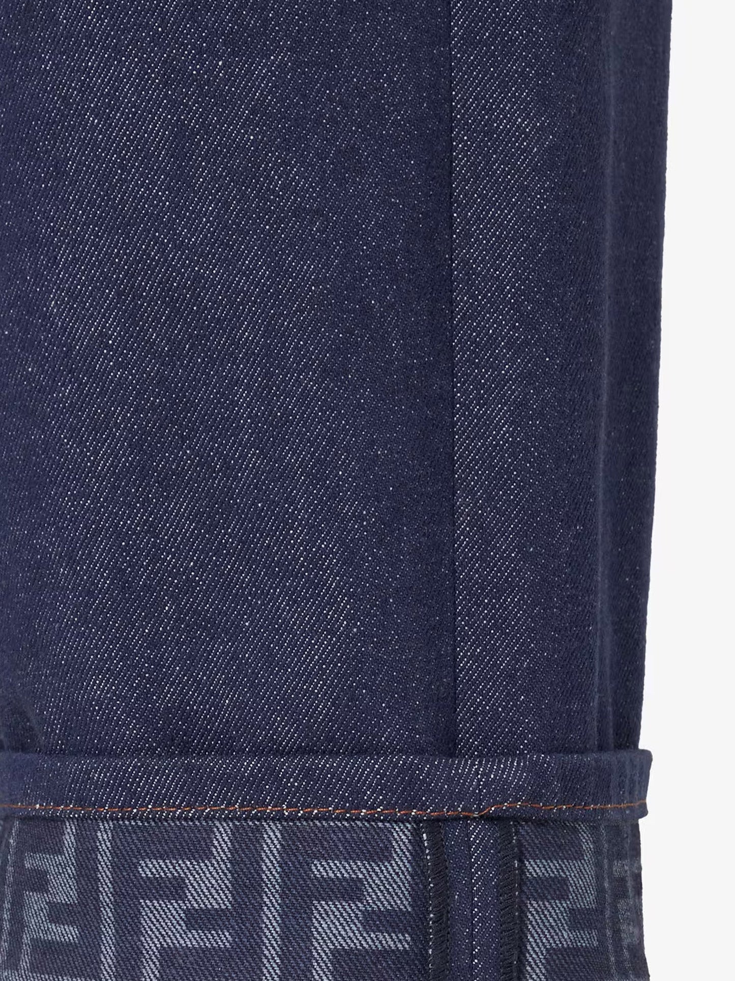 Fendi Women Blue Denim Jeans With Ff Detail On The Bottom FENDI