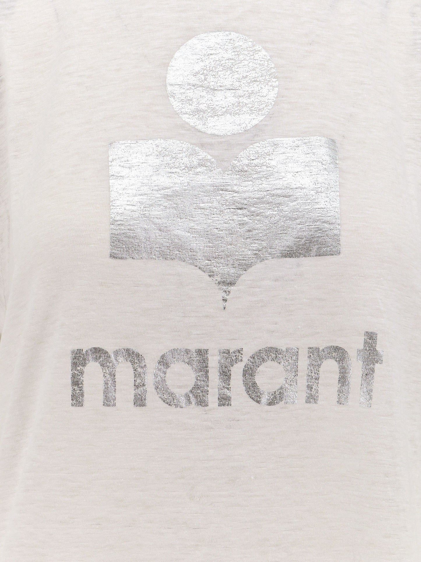 Marant Etoile Women Linen T-Shirt With Laminated Logo On The Front ISABEL MARANT ETOILE