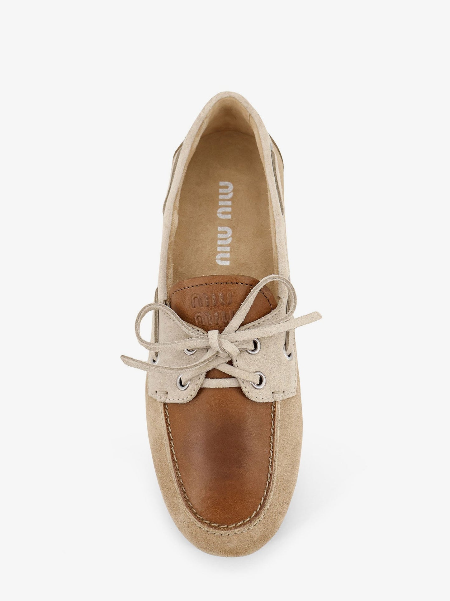 Miu Miu Women Suede Loafer With Leather Inserts MIU MIU
