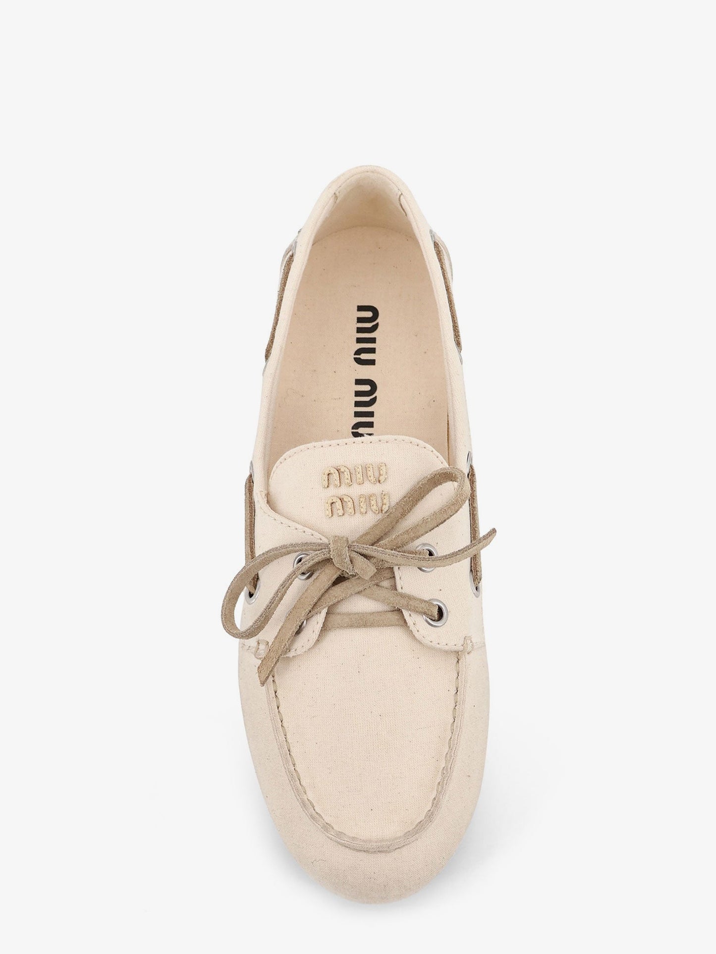 Miu Miu Women Fabric Loafers With Front Lettering Logo MIU MIU