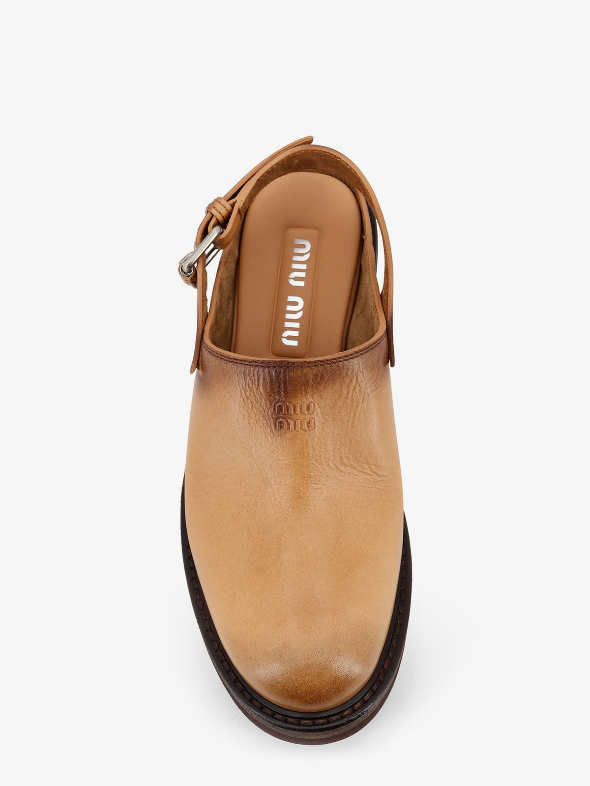 Miu Miu Women Foule Leather Sabot Sandals MIU MIU