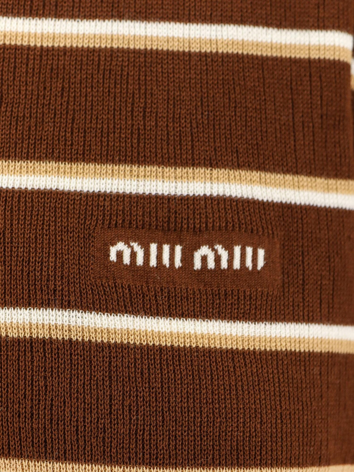 Miu Miu Women Striped Cotton Polo Shirt MIU MIU