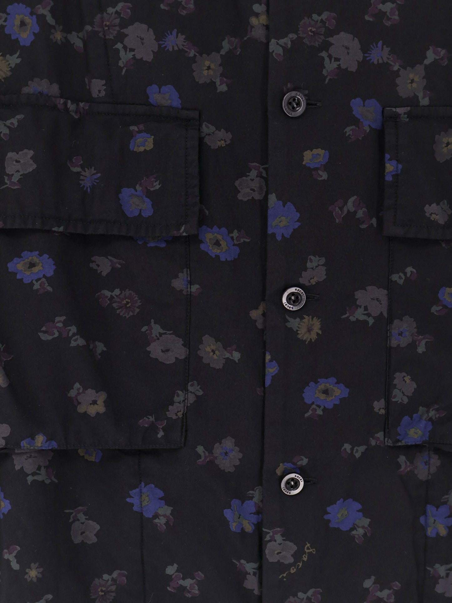 Sacai Men Cotton Blend Shirt With Floral Print SACAI