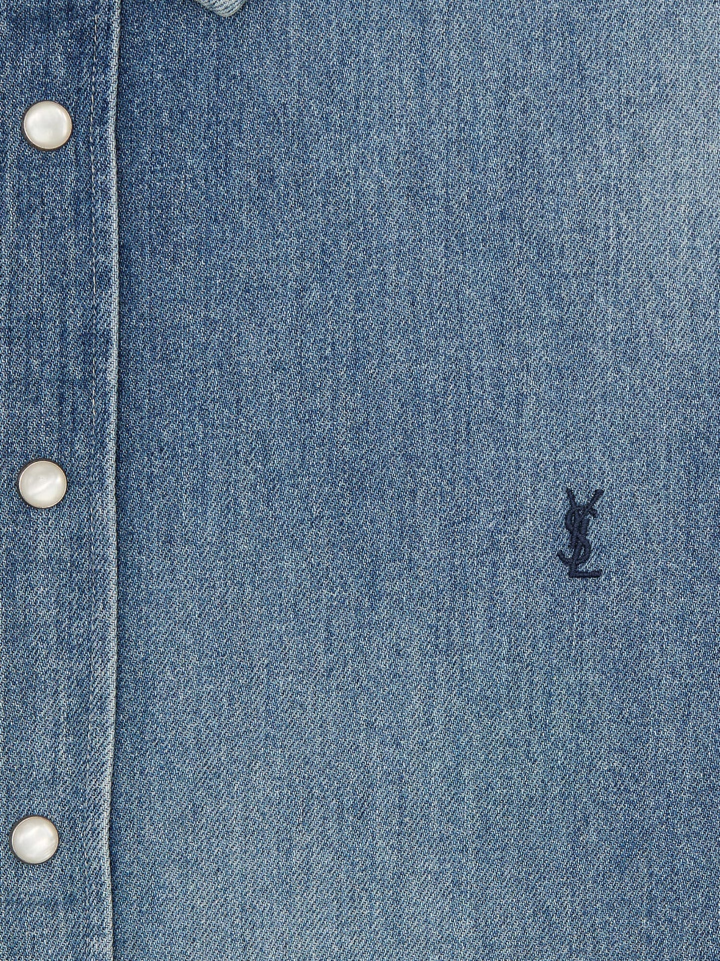 Saint Laurent Men Cassandre Horizon Blue Denim Shirt SAINT LAURENT