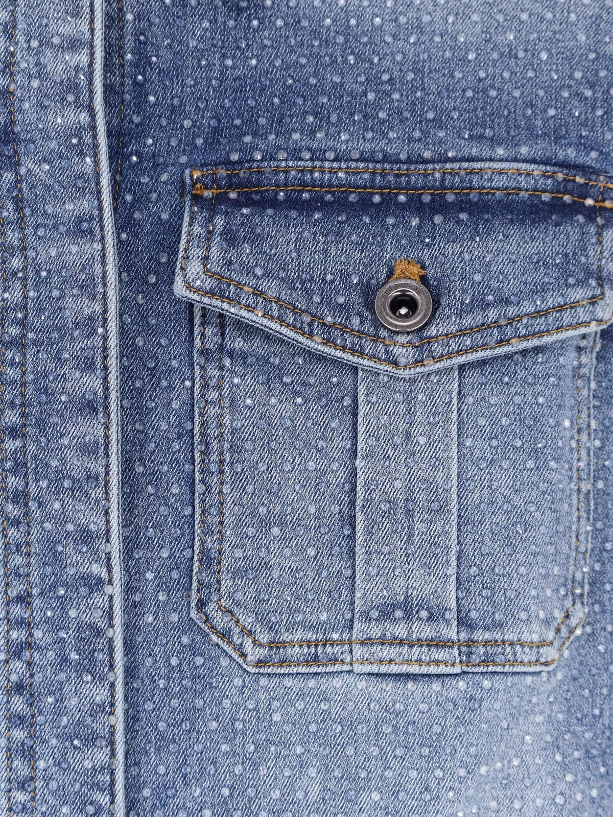 Self Portrait Women Denim Jumpsuit With Rhinestones SELF-PORTRAIT