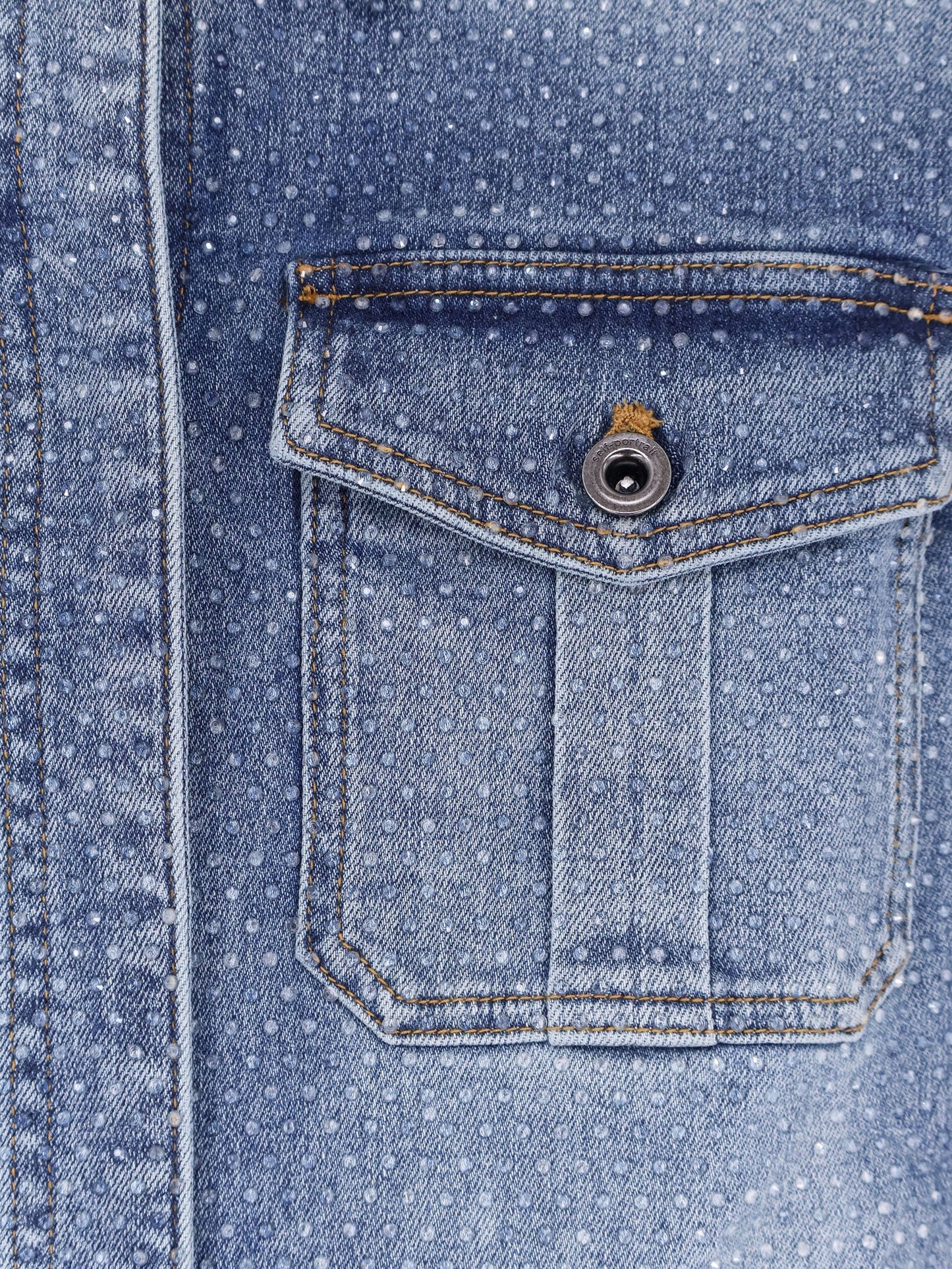 Self Portrait Women Denim Jumpsuit With Rhinestones SELF-PORTRAIT