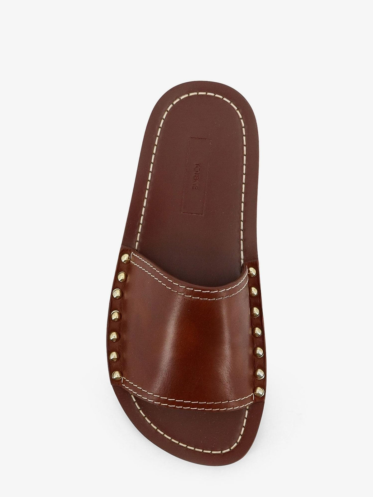 Toteme Women Low Leather Sandals With Metal Studs On The Sides TOTEME