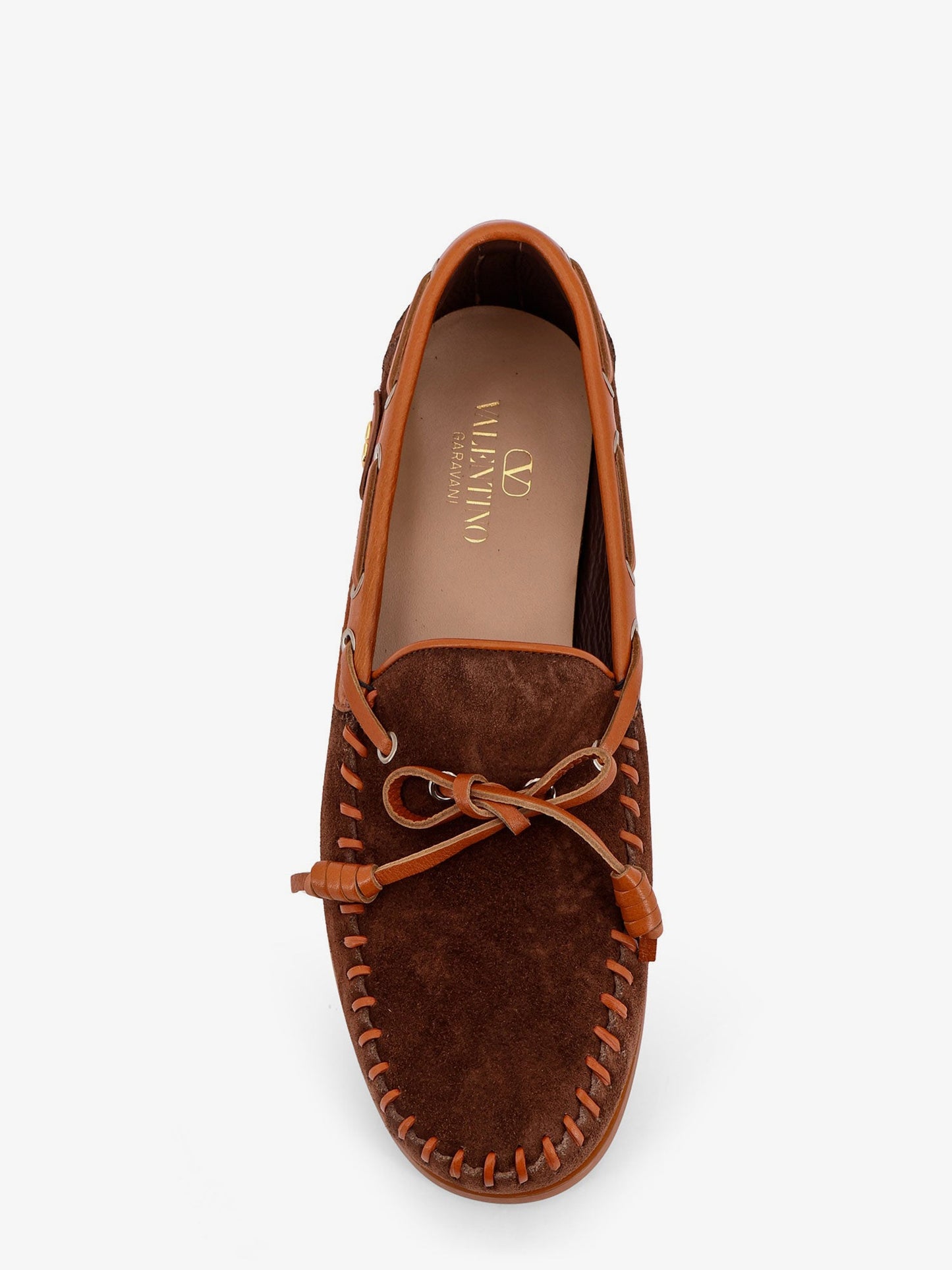 Valentino Garavani Men Palm Avenue Leather And Suede Boat Shoe VALENTINO GARAVANI
