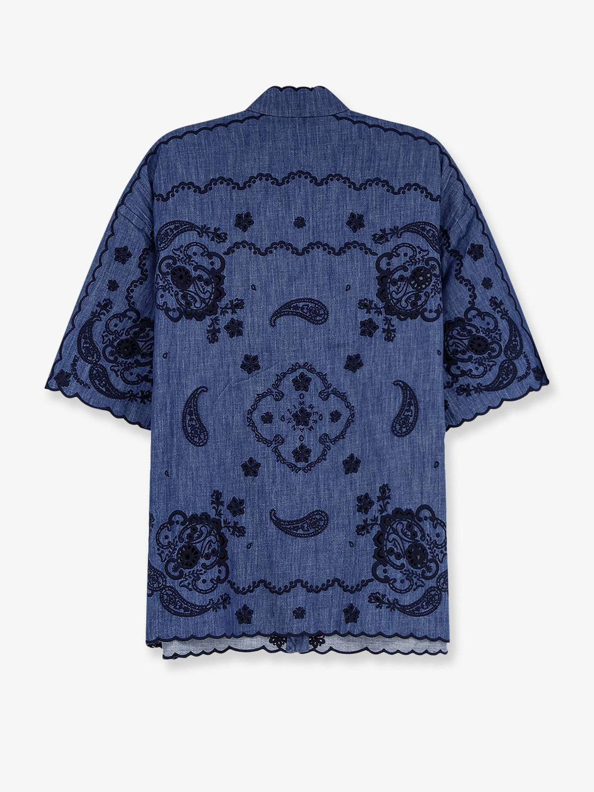 Zimmermann Women Aster Denim Shirt With All-Over Contrasting Embroidery ZIMMERMANN