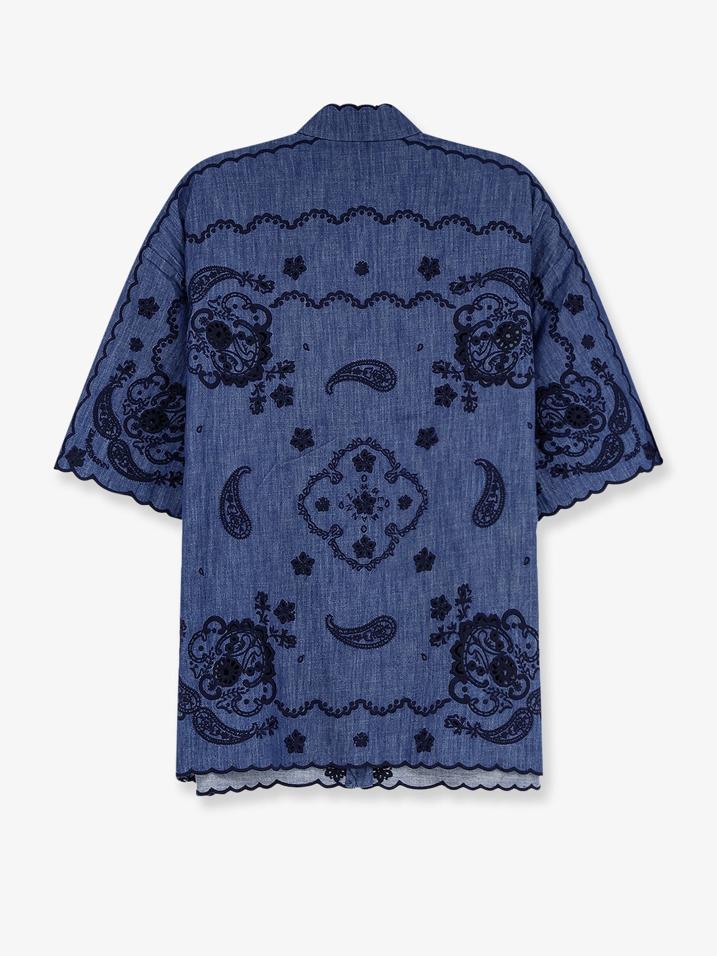 Zimmermann Women Aster Denim Shirt With All-Over Contrasting Embroidery ZIMMERMANN
