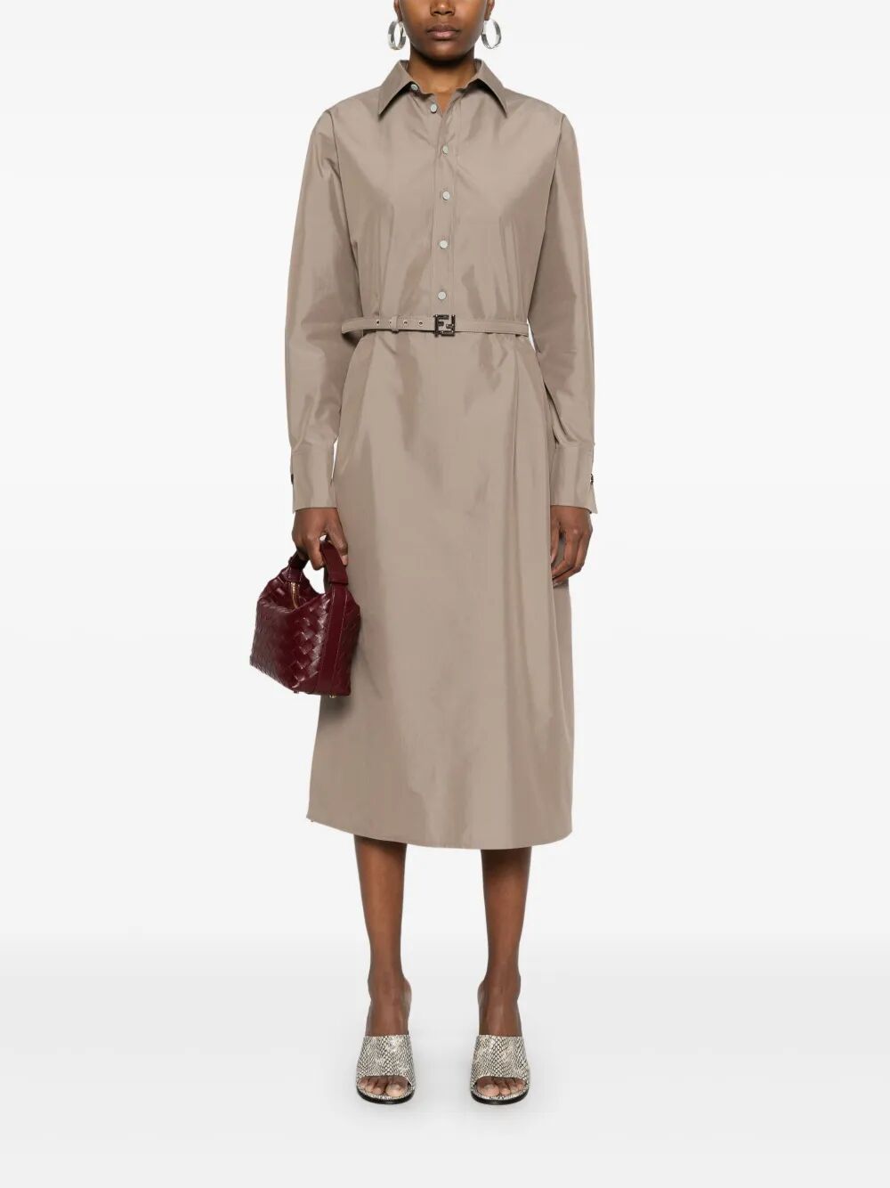 Fendi Women Poplin Belted Shirt Dress FENDI