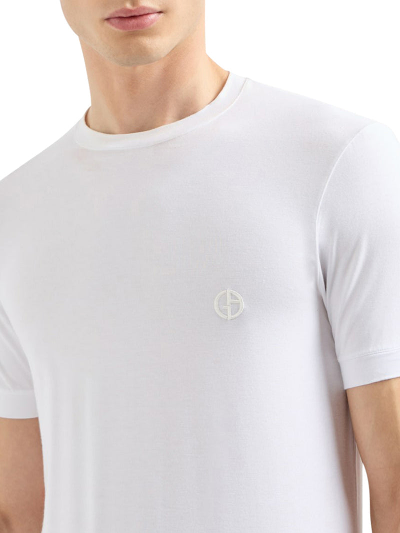 Giorgio Armani Men Crewneck Short Sleeved Sweater In Stretch Viscose Jersey GIORGIO ARMANI
