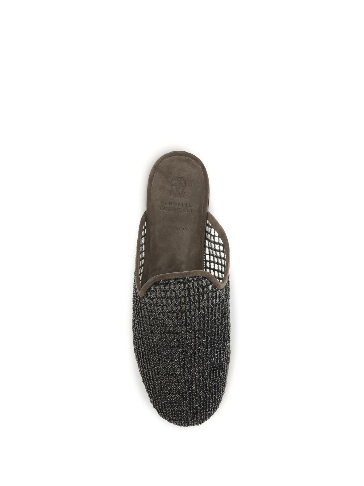 Brunello Cucinelli Women Suede Mules With Precious Net Embroidery BRUNELLO CUCINELLI