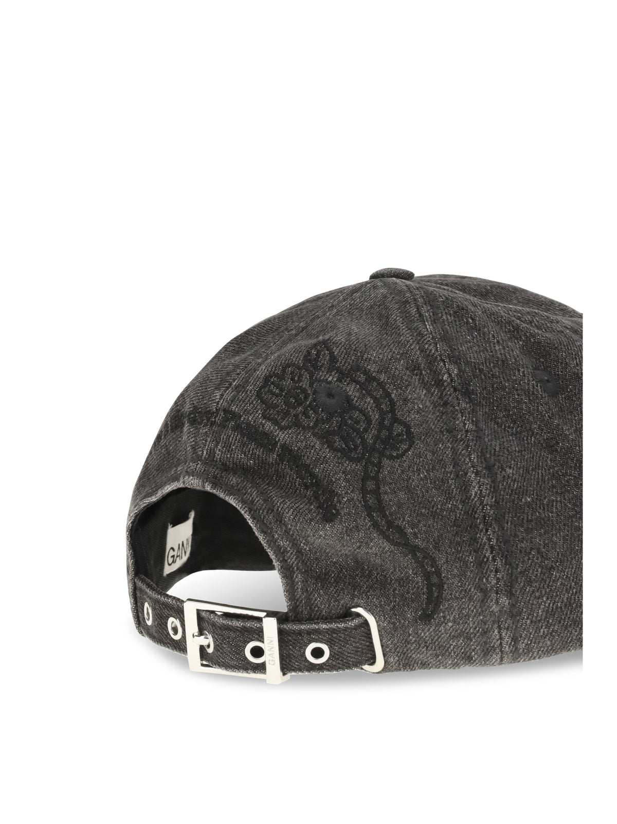 Ganni Women Baseball Cap In Embroidered Denim GANNI