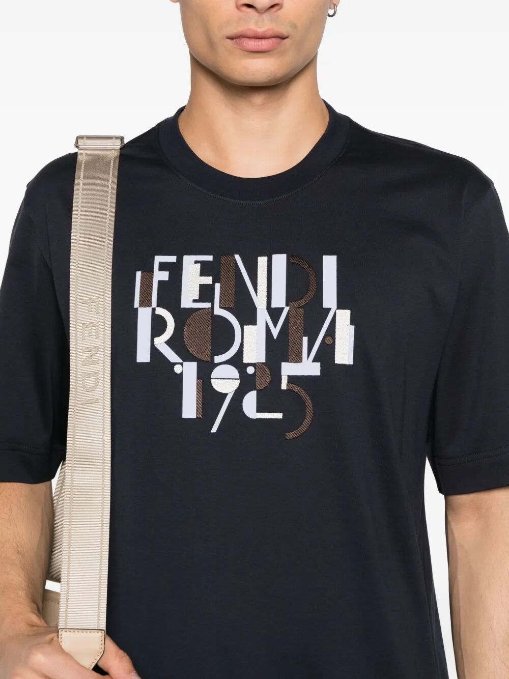 Fendi Men Fendi Roma 1925 Print Cotton T-Shirt FENDI