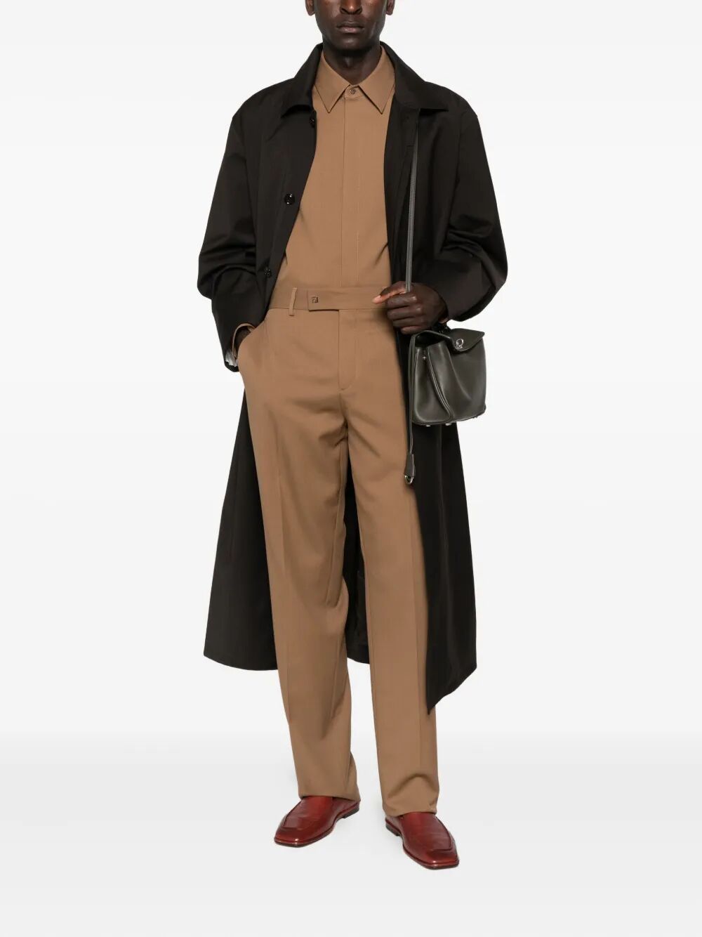 Fendi Men Rust Wool Cigarette Trousers FENDI