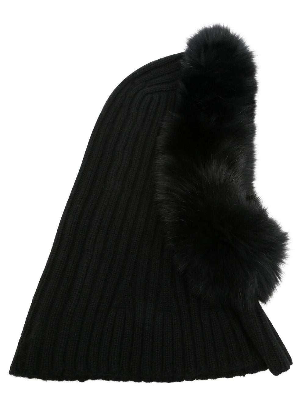 Yves Salomon Women Passamontagna In Lana E Cashmere A Coste Con Rifinitura In Pelliccia YVES SALOMON