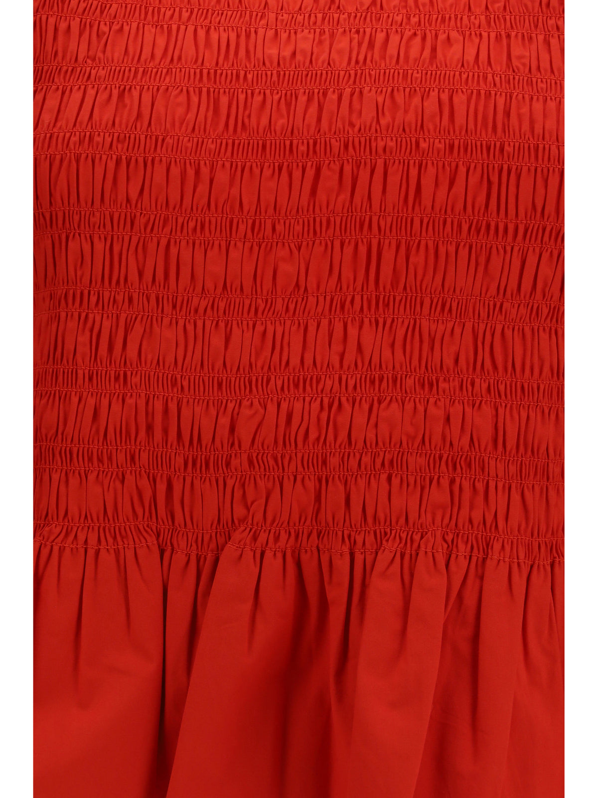 Ganni Women Ruched Cotton Top With Side Bows GANNI