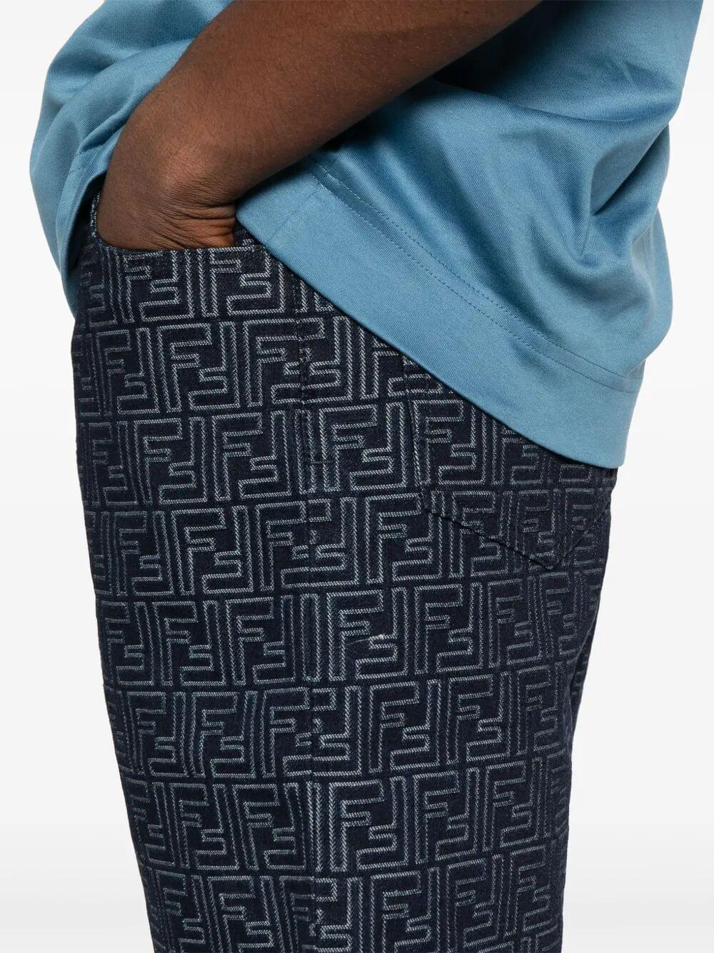 Fendi Men Ff Jacquard Denim Shorts FENDI
