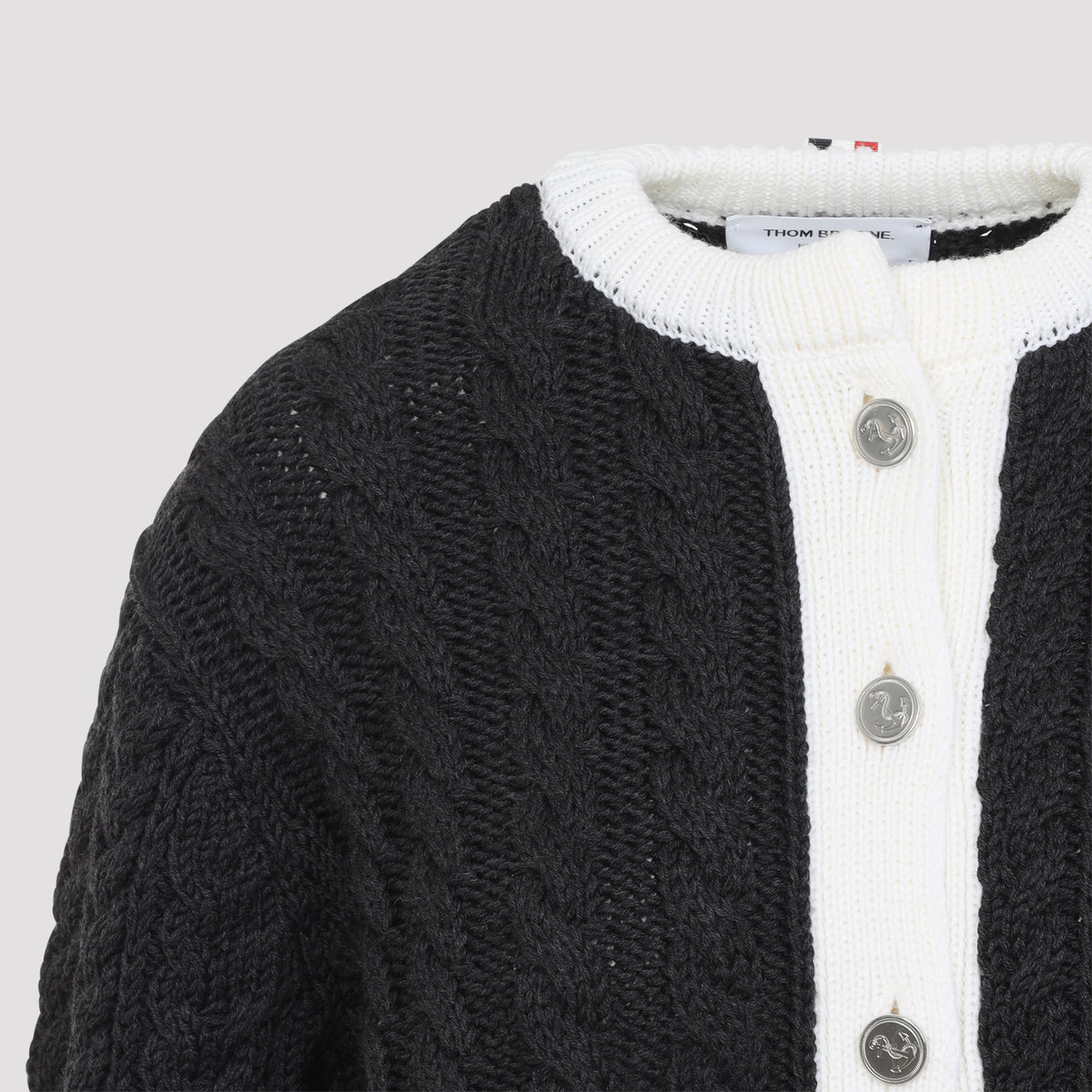 Thom Browne Aran Cable Crew Neack Cardigan Women THOM BROWNE