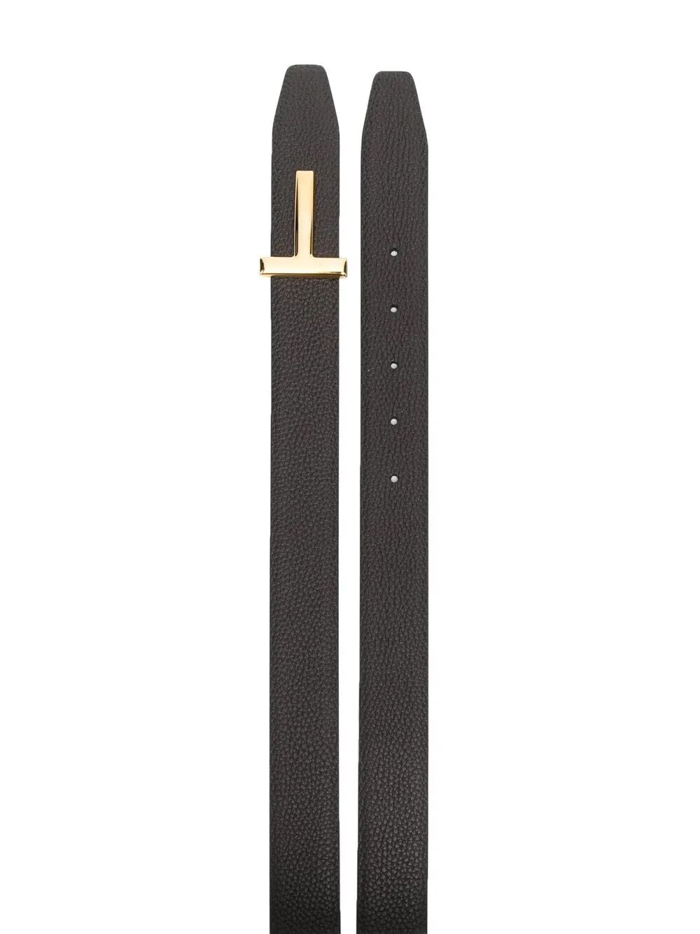 Tom Ford Men Grained Leather T-Buckle Belt TOM FORD