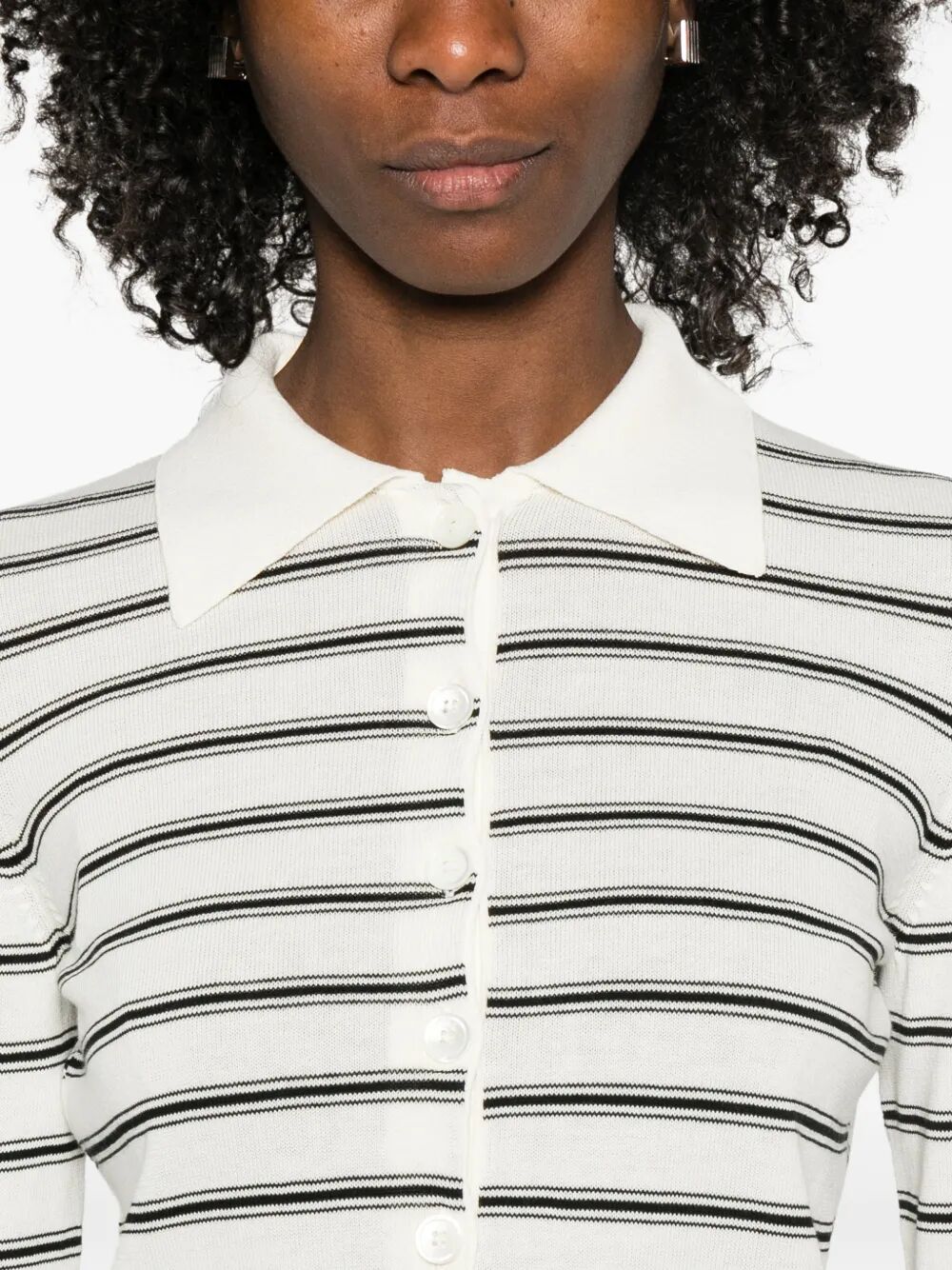 A.P.C. Women Polo-Collar Cotton Striped Cardigan A.P.C.