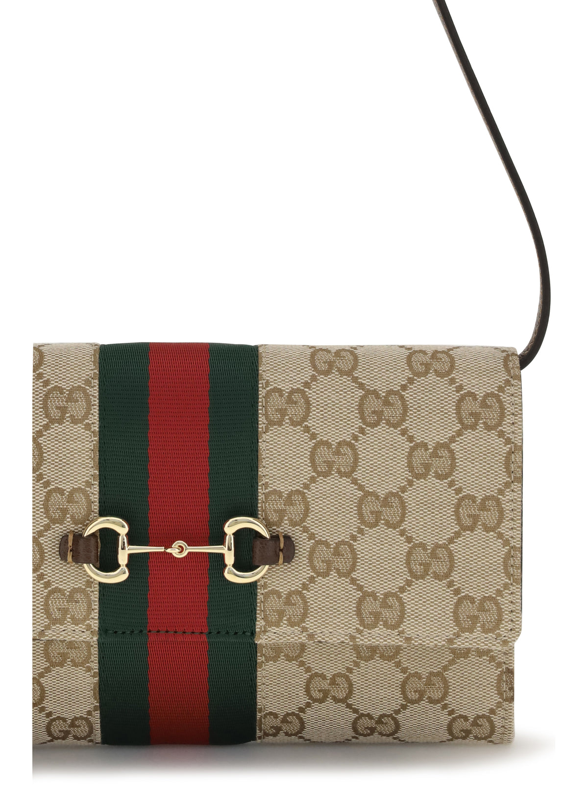 Gucci Women Horsebit Web Wallet With Shoulder Strap GUCCI