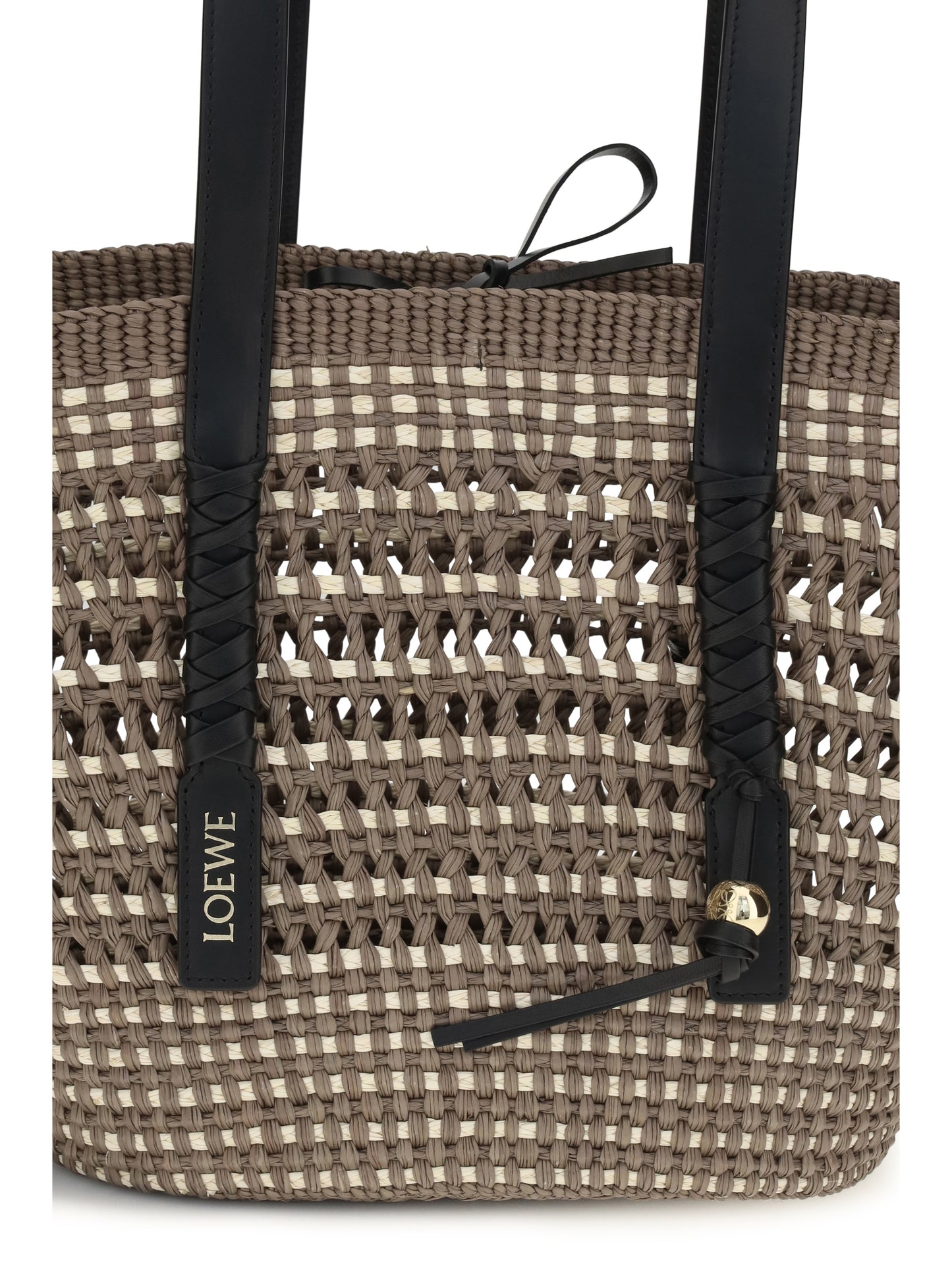 Loewe Women Medium Braid Basket Shoulder Bag In Iraca Palm And Calfskin LOEWE