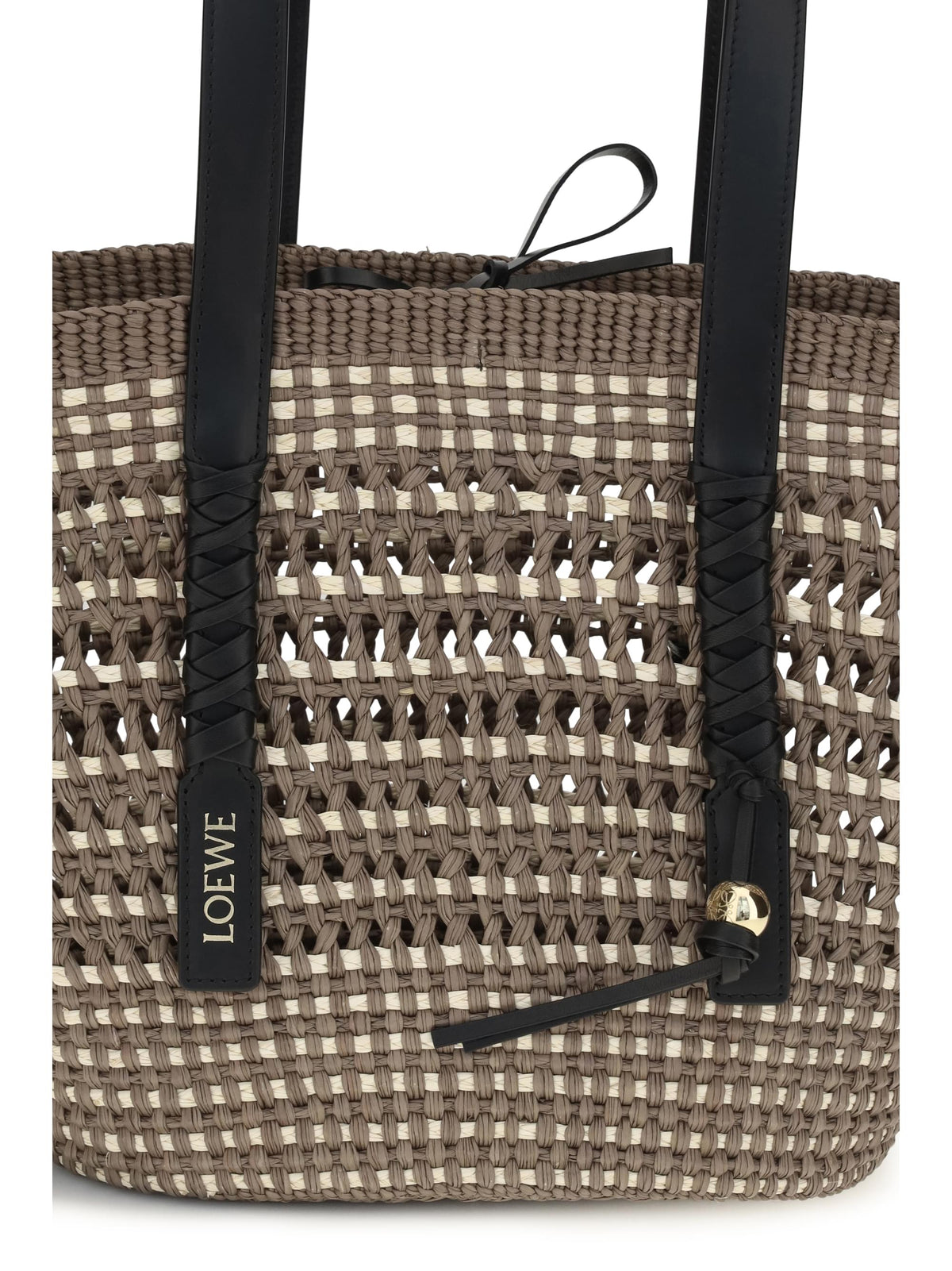 Loewe Women Medium Braid Basket Shoulder Bag In Iraca Palm And Calfskin LOEWE