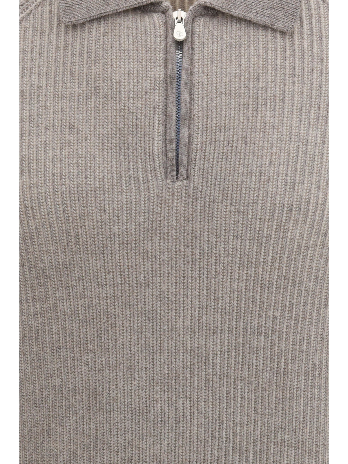 Brunello Cucinelli Men Cashmere Milano Stitch Polo Sweater With Zip BRUNELLO CUCINELLI