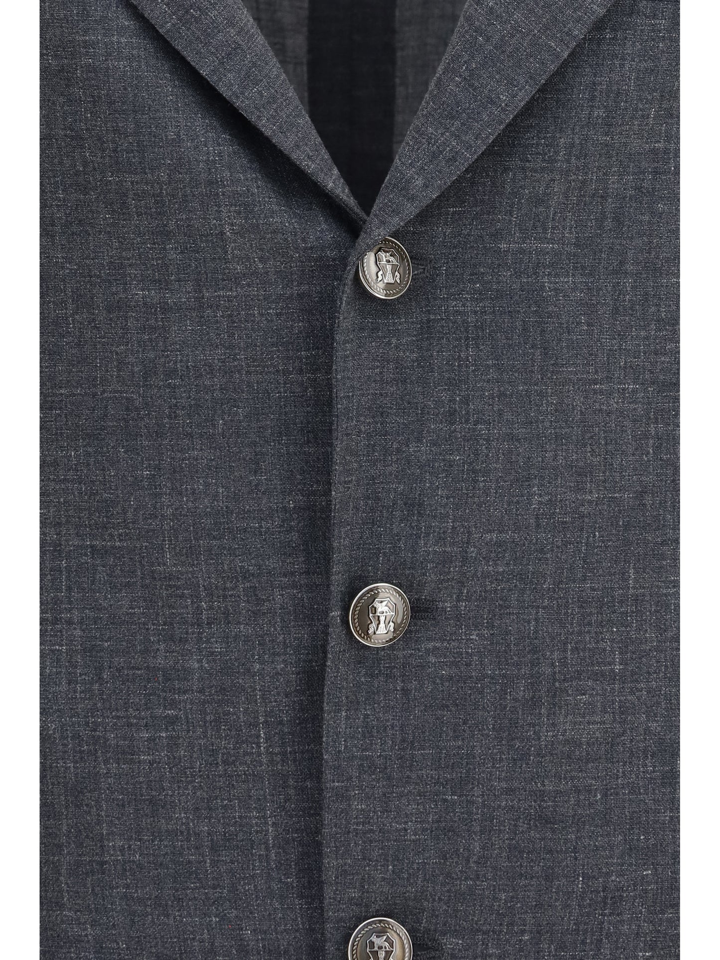 Brunello Cucinelli Men Deconstructed Jacket In Flame-Textured Wool, Silk, And Linen BRUNELLO CUCINELLI