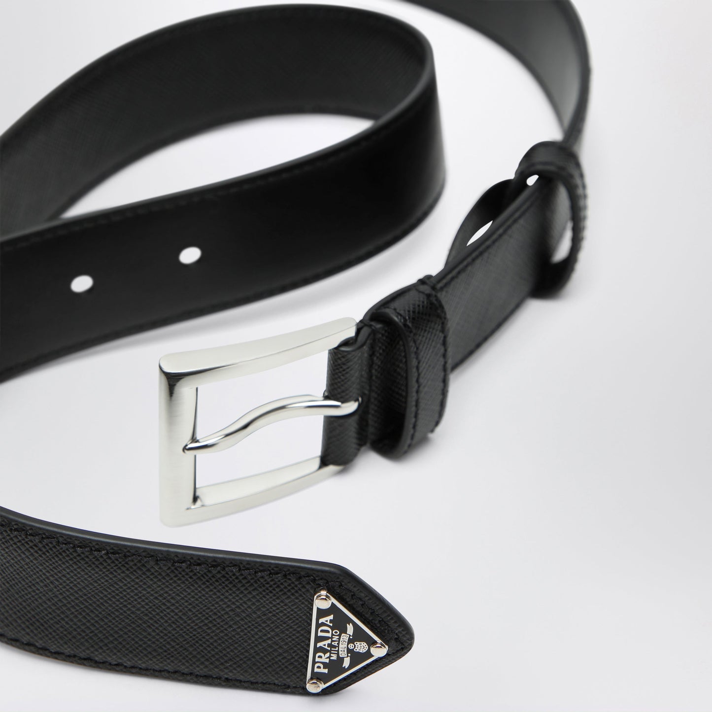 Prada Black Saffiano Belt Men PRADA